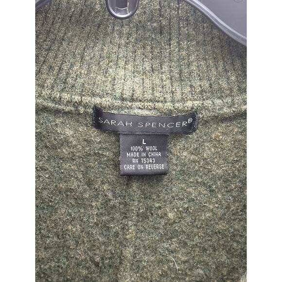 Sarah Spencer Boiled Wool Cardigan Button Down Sweater Jacket Sage Green - Picture 3 of 3
